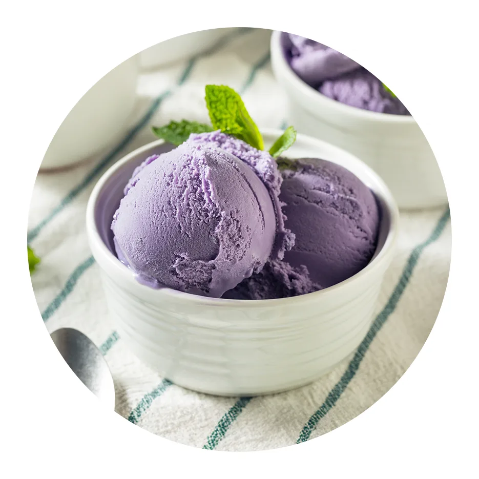 purple colored ice cream, purple ice cream in bowl