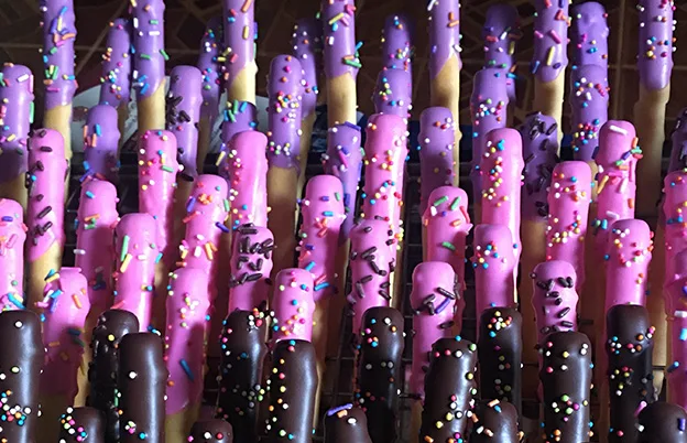 colorful chocolate covered pretzels