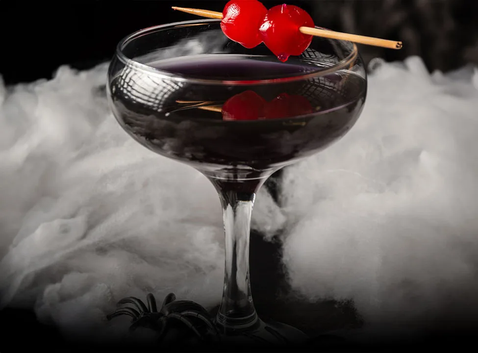 black halloween themed cocktail
