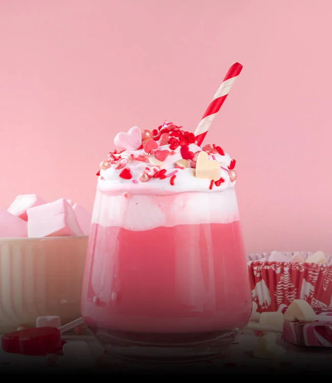 pink colored dessert drink
