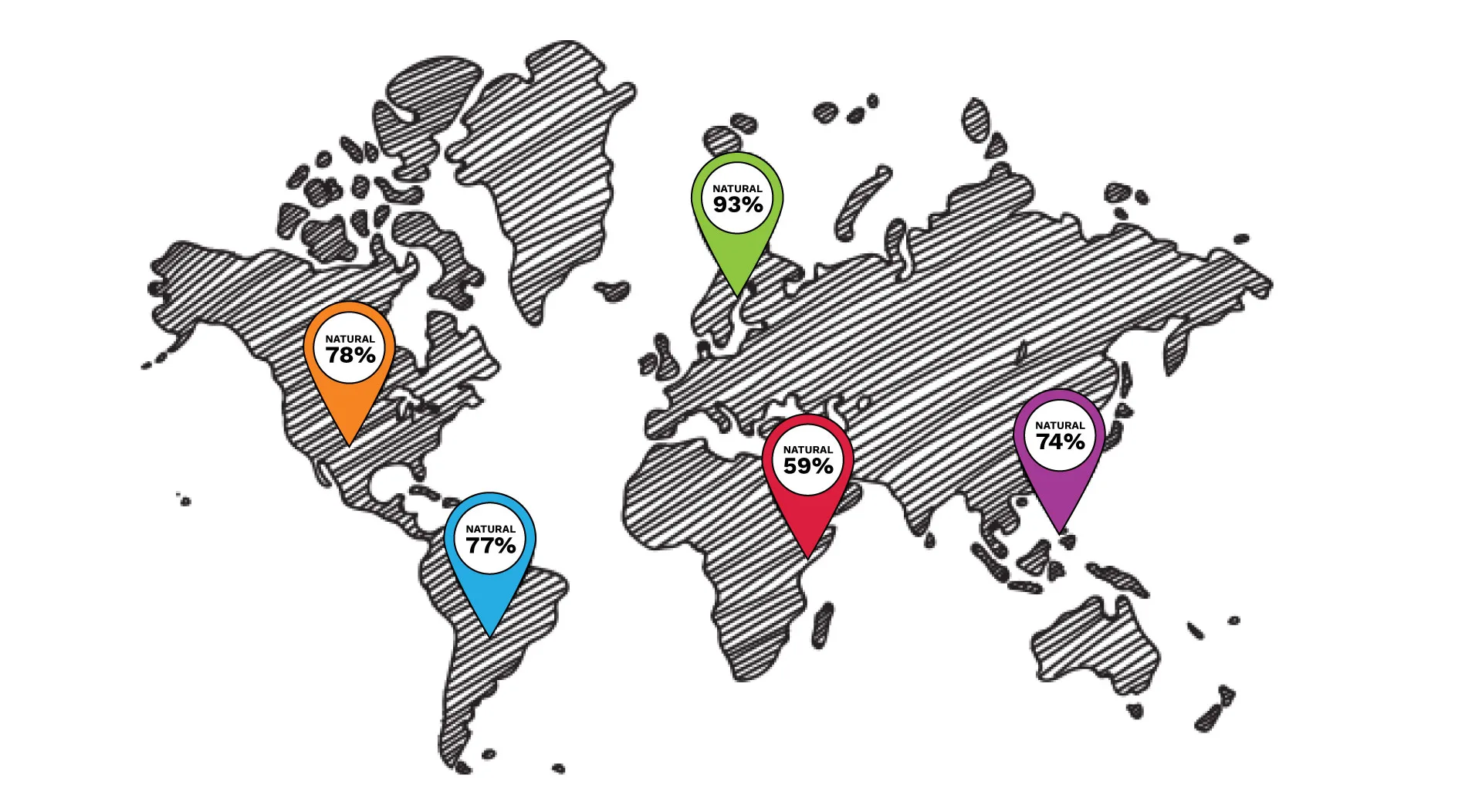 map of Use of Natural Color in New Product Launches