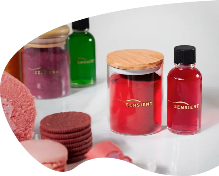 sensibake powder with red and pink bakery items