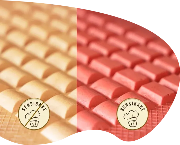 wafers colored with sensibake versus ones without